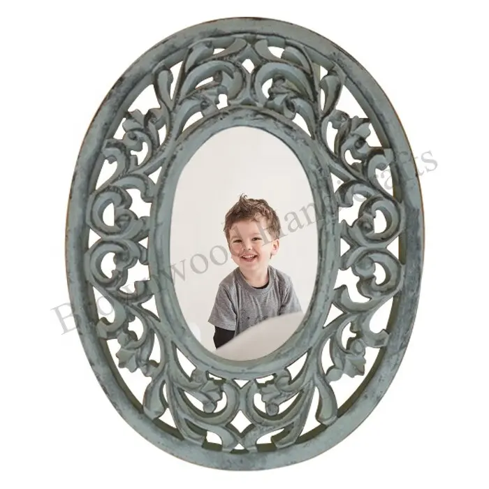 Top Selling Hand Carved MDF Wood Oval Shape Picture Frame to Display Best Memorable Moments Direct Factory Supply at Low Price