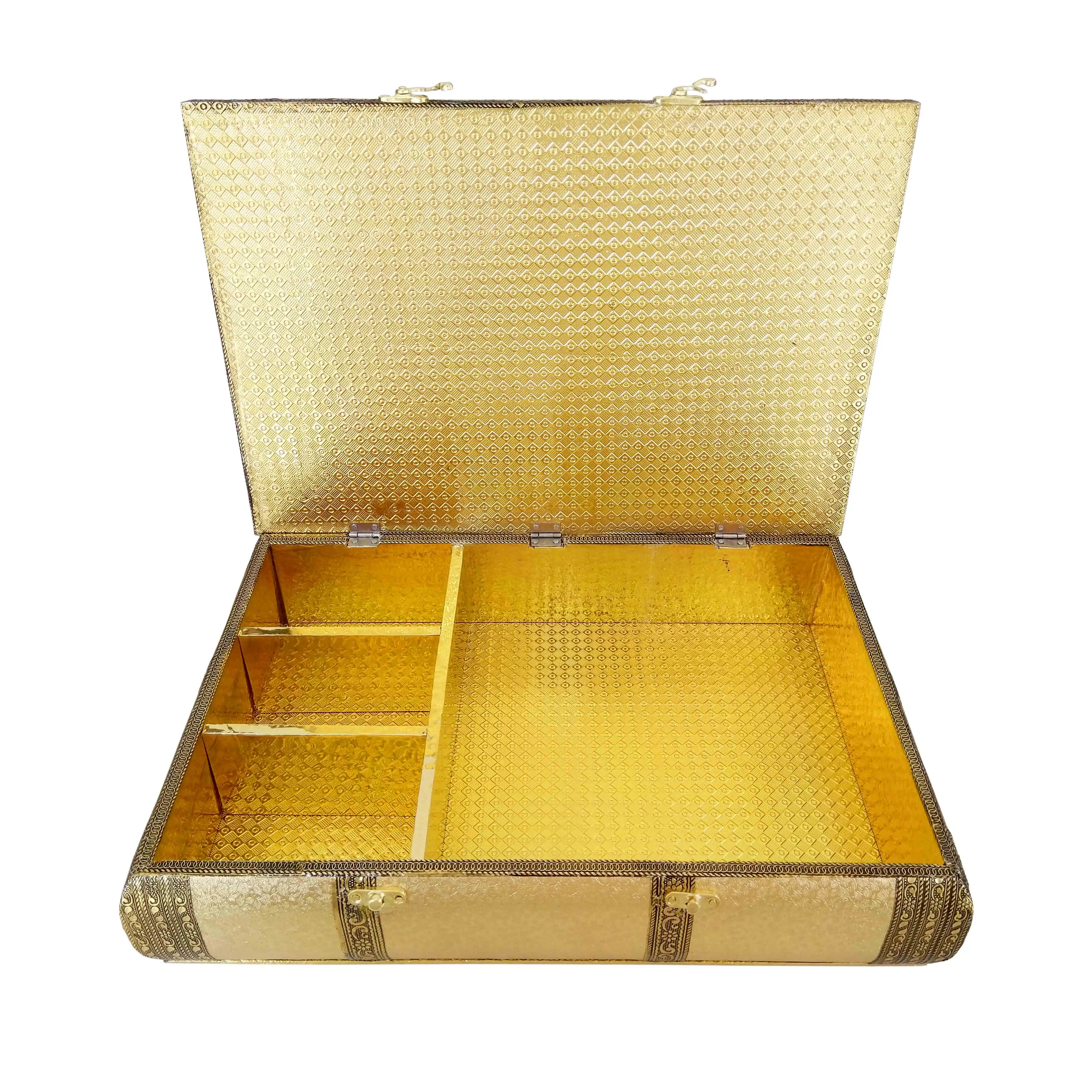 황금 인공적인 가죽 끝, 나무로 되는 Handmade 여분 큰 우수한 초콜렛 상자/감미로운 상자
