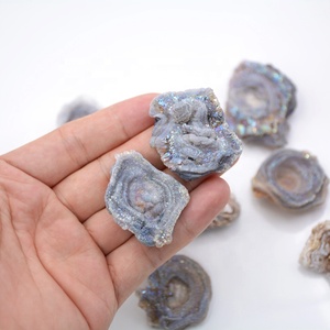 Natural Unique Galaxy <strong>Druzy</strong> Titanium Chalcedony <strong>Druzy</strong> Slab <strong>25</strong>-35mm Amazing Free Form Raw Sun Agate Drusy Stone for Designer - Product Image 5