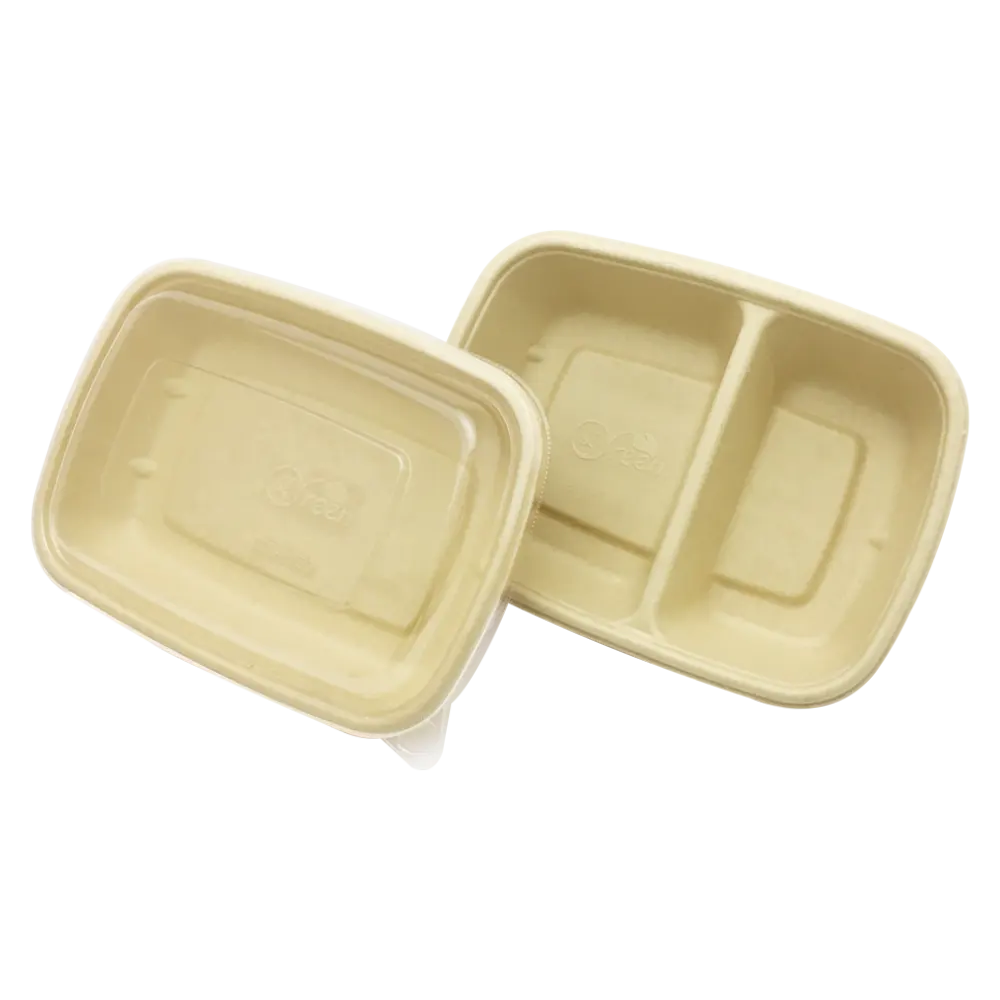 Embalagens de alimentos caixa de polpa compostáveis descartáveis com tampa transparente