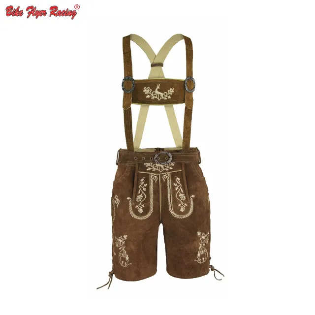 Calças Lederhosen Tradicionais masculinas Roupa Tradicional Autêntica Alemã | Lederhosen curto marrom selvagem para homens