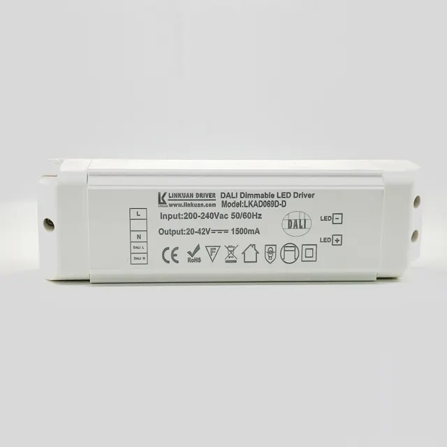 60W Dali Dimming Led Driver Liên Tục Hiện Tại 1500ma Dimmabl Led Driver 10-42Vdc Led Driver Dali 230V Đầu Vào