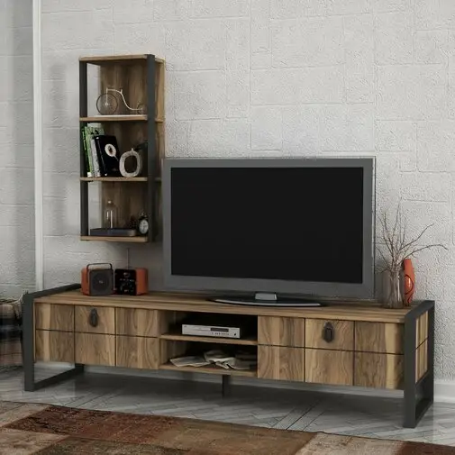 Industrial Vintage Design Wood and Metal TV Unit Furniture