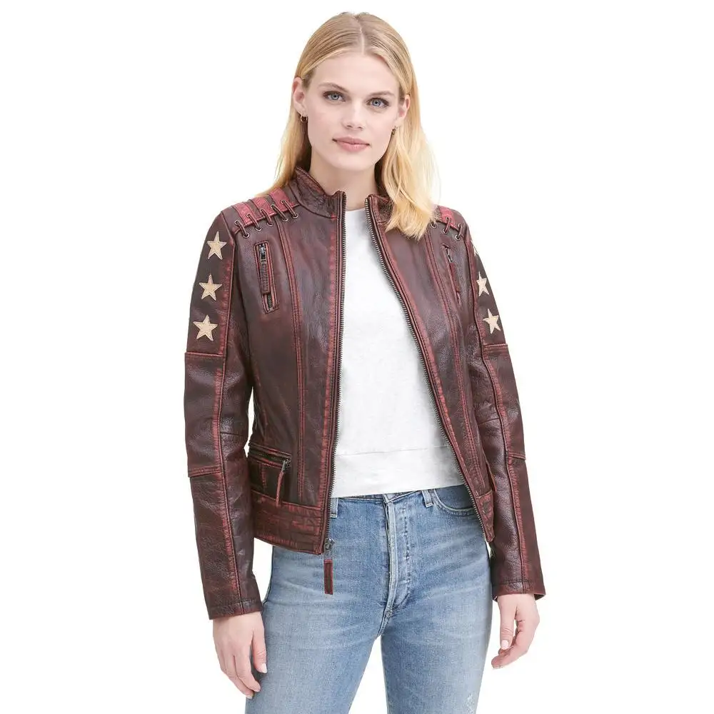 Moda 2016 para mujer, ropa de moto, chaquetas de cuero de gamuza, nuevo diseño diferente, chaqueta al por mayor para mujer, chaqueta de cuero personalizada para exteriores