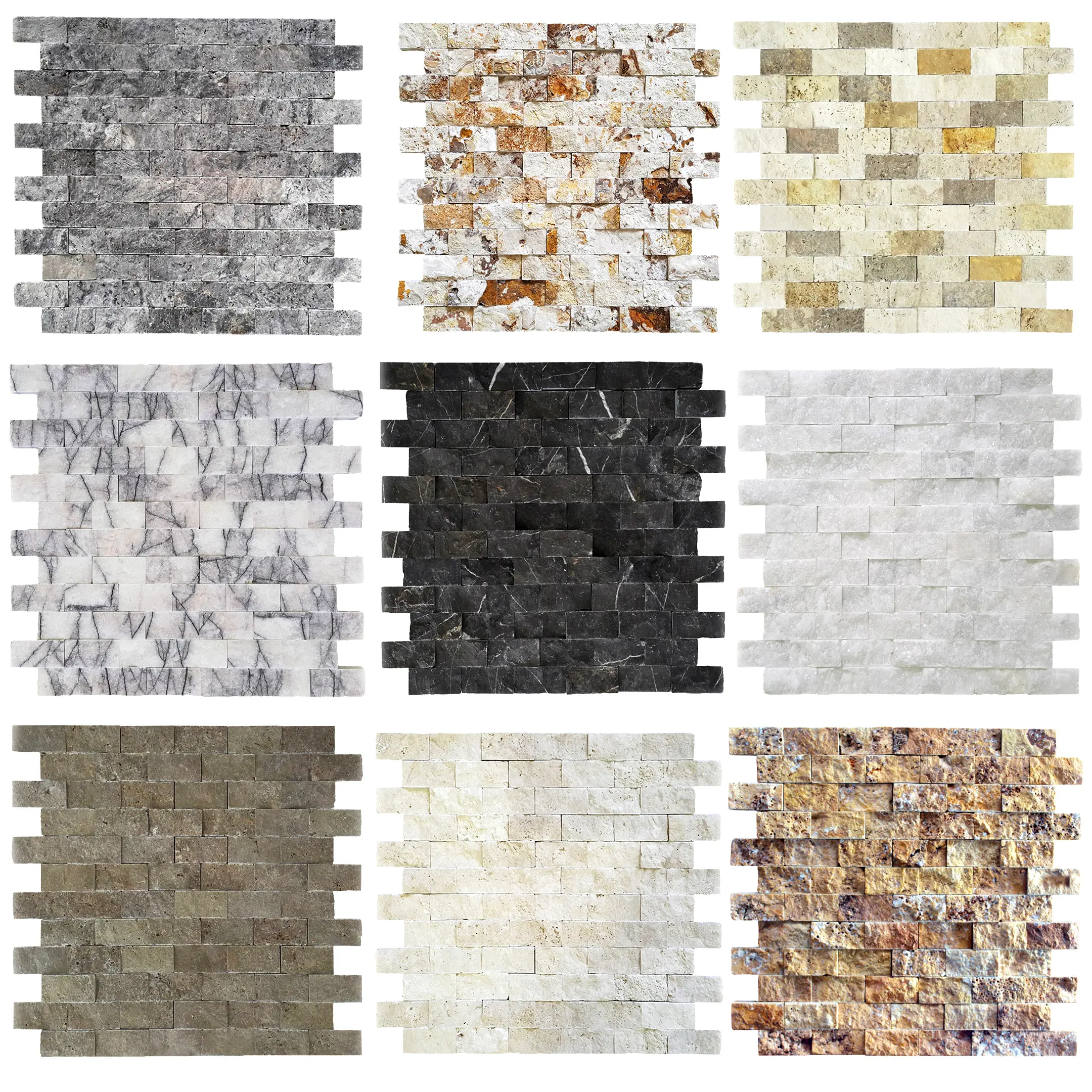 Mosaico a faccia divisa in travertino turco di migliore qualità dimensioni personalizzabili piastrelle per pareti e pavimenti dalla fabbrica turca CEM-SF-01-04