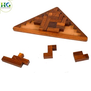 手工制作的木制三棱锥益智游戏印度益智游戏为孩子 - Product Image 2