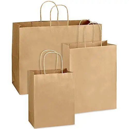 자신의 로고와 종이 가방 사용자 정의 로고 인쇄 재활용 다크 브라운 화이트 크래프트 쇼핑 식품 포장 종이 가방 핸들