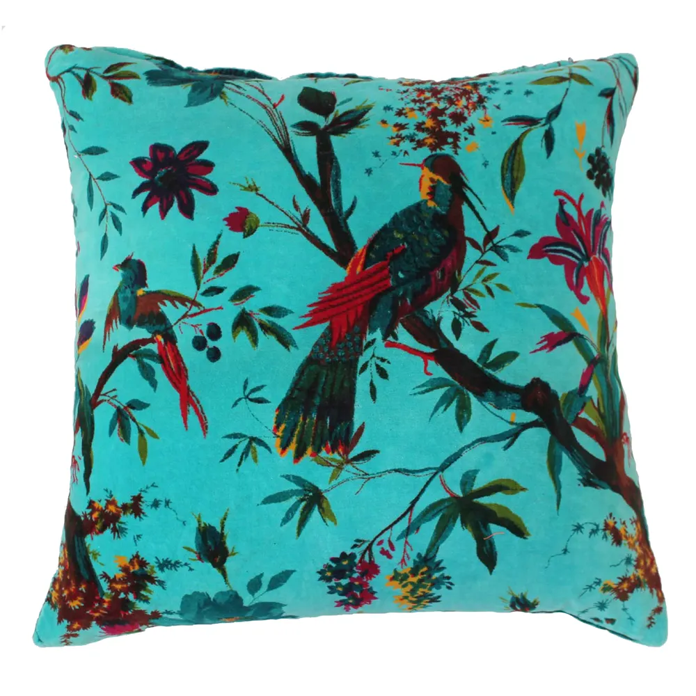 New Designer Reversible Printed Cushion Covers Home Interior Designer Cotton Velvet Bird Print Cushion Covers 45X45cm