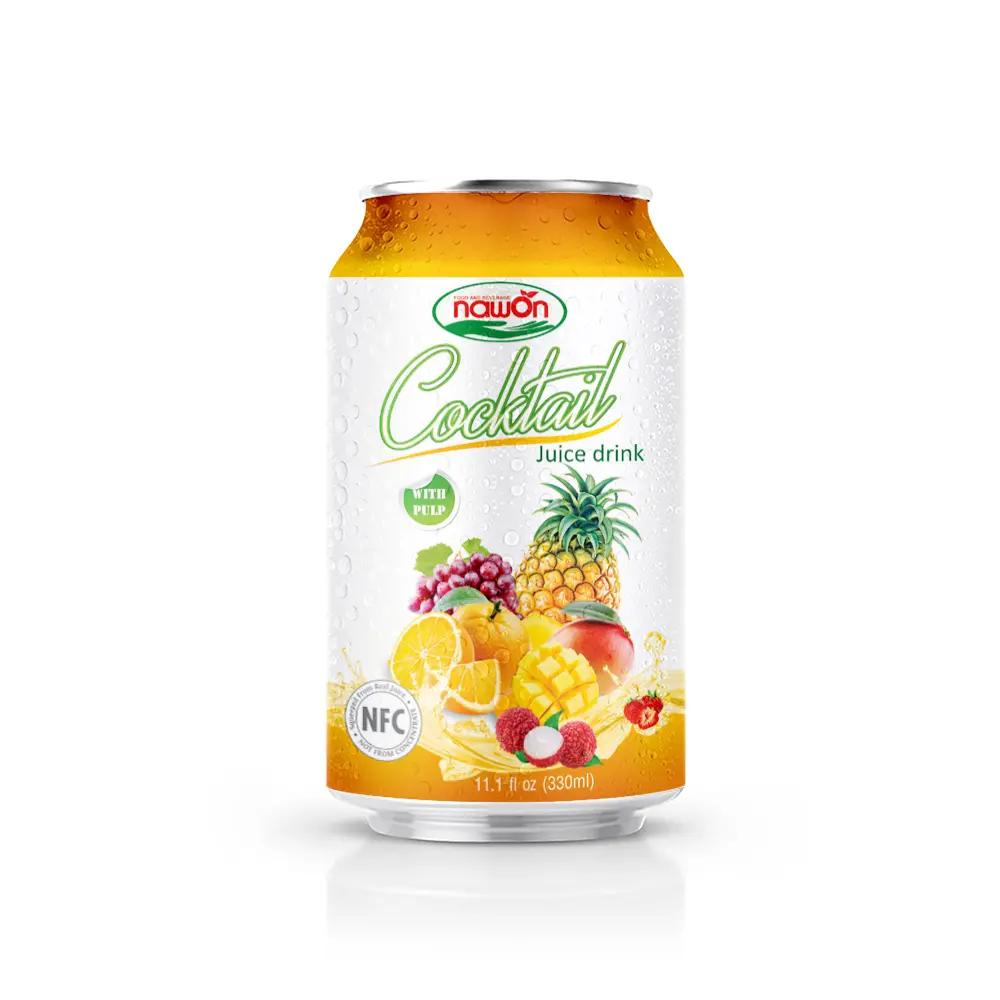 Viet Nam Fresh Squeezed 330ml NAWON Canned Health Cocktail Juice drink with pulp passion fruit mix mango juice