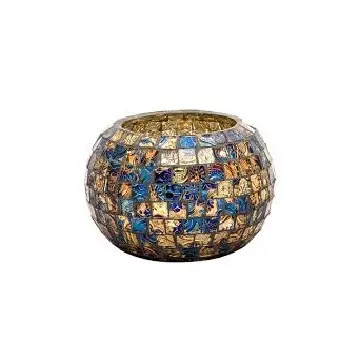 Altın adak tutucu cam mumluklar mozaik dekoratif cam mum tutacağı adak tutucu kase aydınlatma dekorasyon