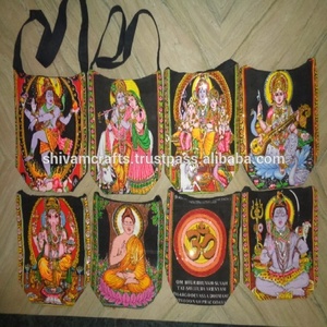 Mới hợp thời trang Ấn Độ Hindu vị thần in thiết kế thời trang Vai Túi Hindu vị thần in túi thần chú in Mesenger Túi <span class=keywords><strong>Om</strong></span> Túi - Product Image 1