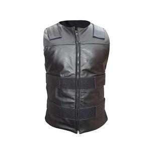 MOTORCYCLE APPARELBLACKメンズベーシック隠しキャリーバイカーレザーベストメンズブラックレザーモーターサイクルベスト