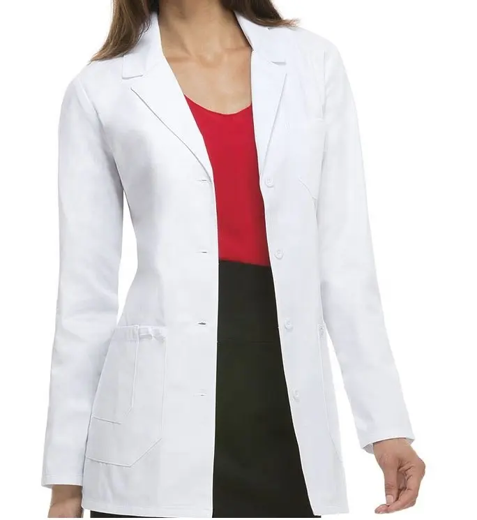 Manteaux blancs unisexes, manteau médical blanc 100% coton, uniforme d'hôpital