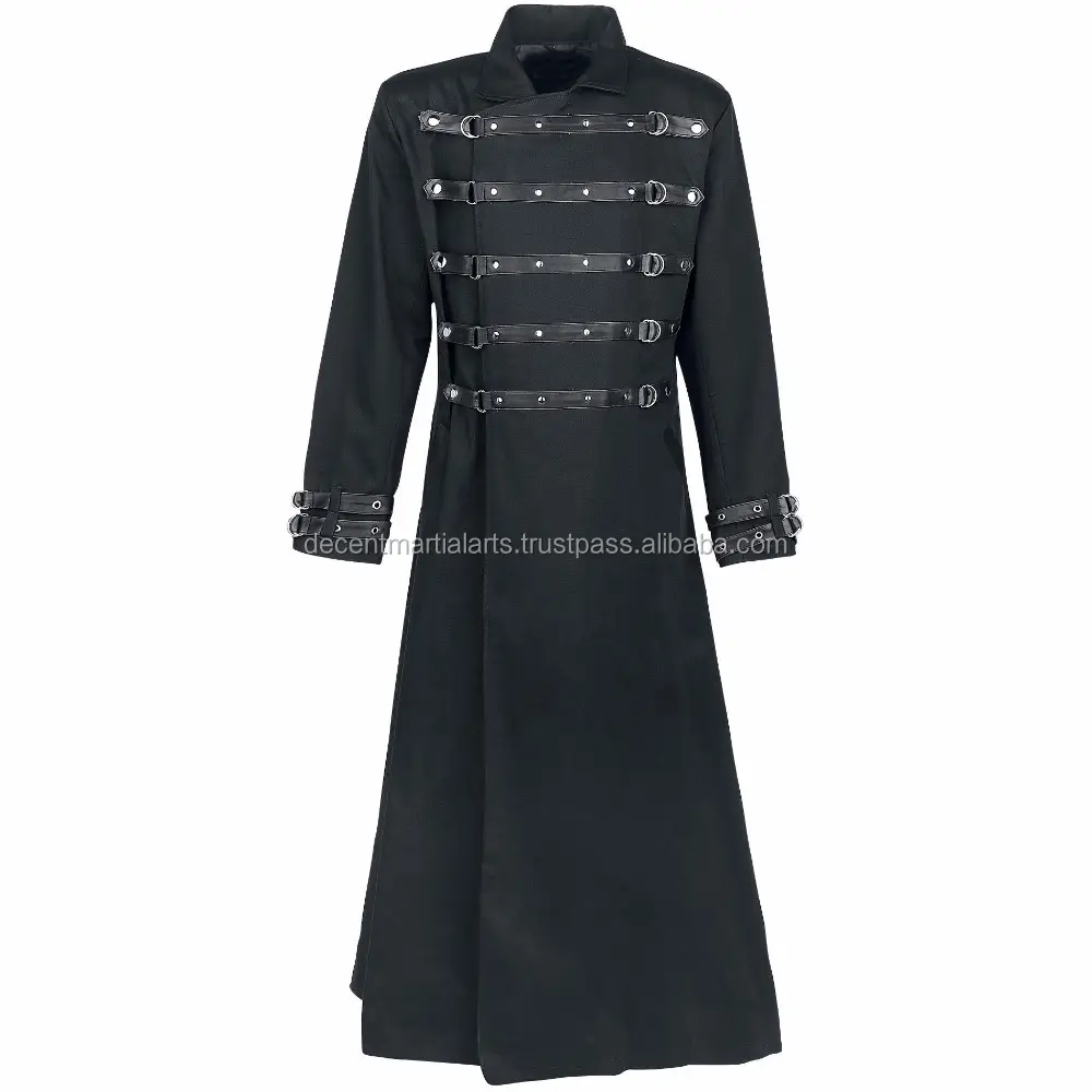 Cage de Bondage pour hommes, manteau Long noir, gothique