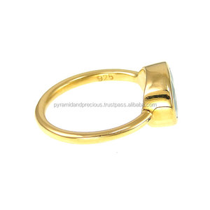 Peru kalsedon Oval taşlı yüzük-altın kaplama gümüş taş yüzük - Product Image 2