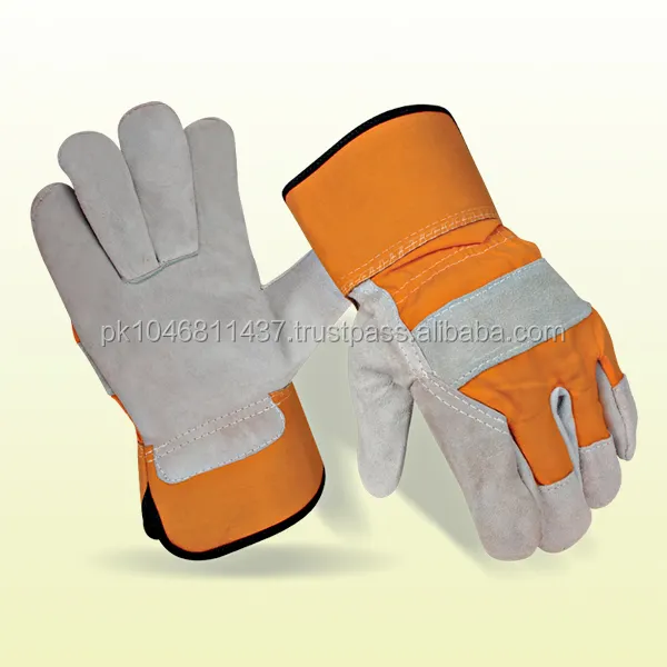 Cow Split Leather Working Gloves Leather Industrial Canadian Rigger Heavy Duty Long Lasting Work Gloves for Hand Protection