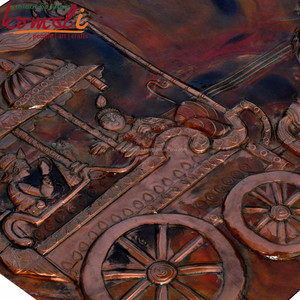 Antika bakır repousse Arjun rath metal duvar dekoru tanrı Krishna heykel heykeli - Product Image 5