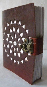 Indisches hand gefertigtes Notizbuch aus Cutwork-Leder mit Seitens chloss, glattes feines Recycling papier, ideal für den geschäftlichen Gebrauch