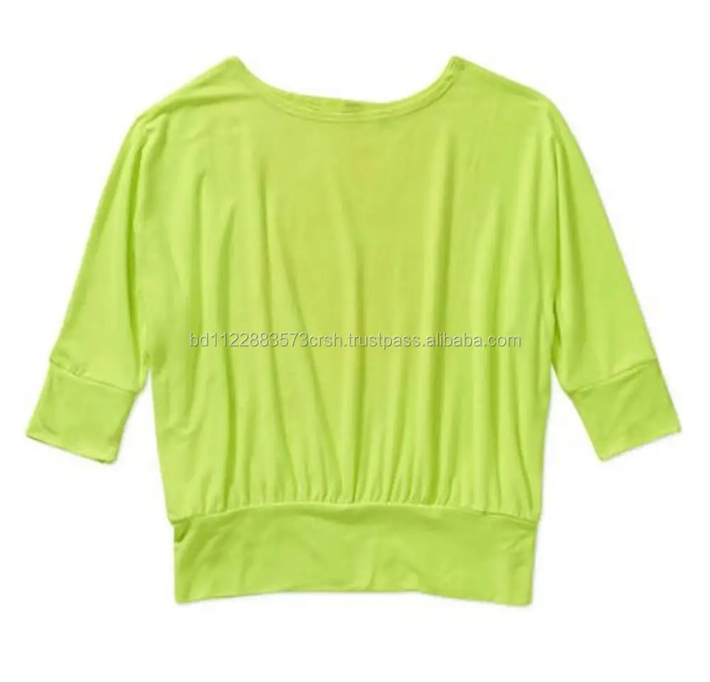 Blusa de manga 3/4 para mujer, 95% algodón, 5% licra,