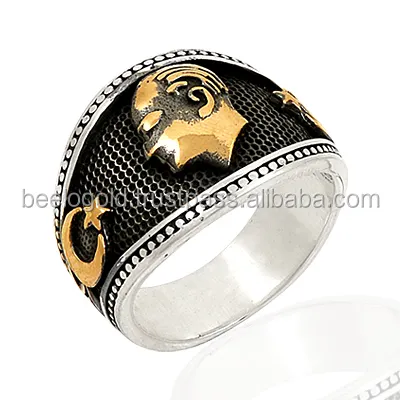 Anel 925 de prata esterlina, anel masculino original com estampa da lua, anéis de prata antigos, joias vintage