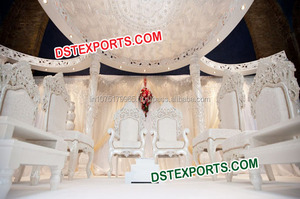 Sankheda ชุดเก้าอี้ Mandap สำหรับงานแต่งงานของชาวอินเดีย,เก้าอี้ Mandap ทำจากไม้สีแดงและสีทองแบบโบราณเก้าอี้ Mandap สไตล์ราชวงศ์ - Product Image 4