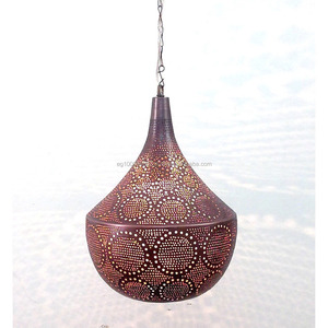 Antik Maroon B253 oryantal ev dekor kolye abajur geleneksel tarzı Metal ve bakır gece asılı aydınlatma armatürü - Product Image 1