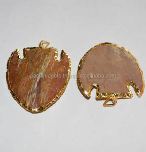 Jasper 2 Inches <strong>Electorplated</strong> Fish Shape Pendants | Agate jasper Handmade Pendants