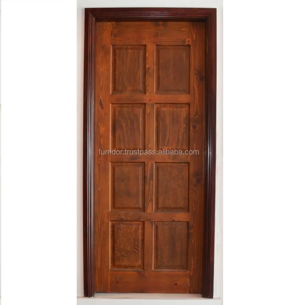 Cheapest Price with Premier Quality Solid Wooden Door Pine Malaysia Manufactured Wooden Doors with Interior Position