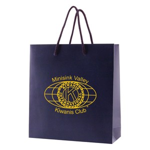Matte Laminated Eurotote Shopping Bag - dimensions are 6&quot; x 3.5&quot; x 6.5&quot;, features cardboard bottom and comes with your logo.