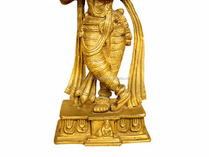 Handmade Indian Golden Brass Small Hindu God Krishna Statue - Product Image 4