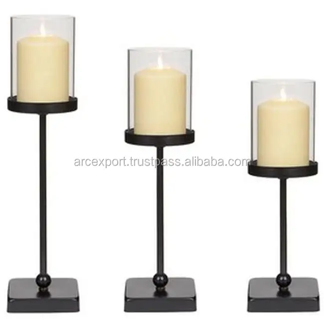 Juego de soportes de Metal para velas, soporte de Color negro para decoración, 3 tamaños, a la venta