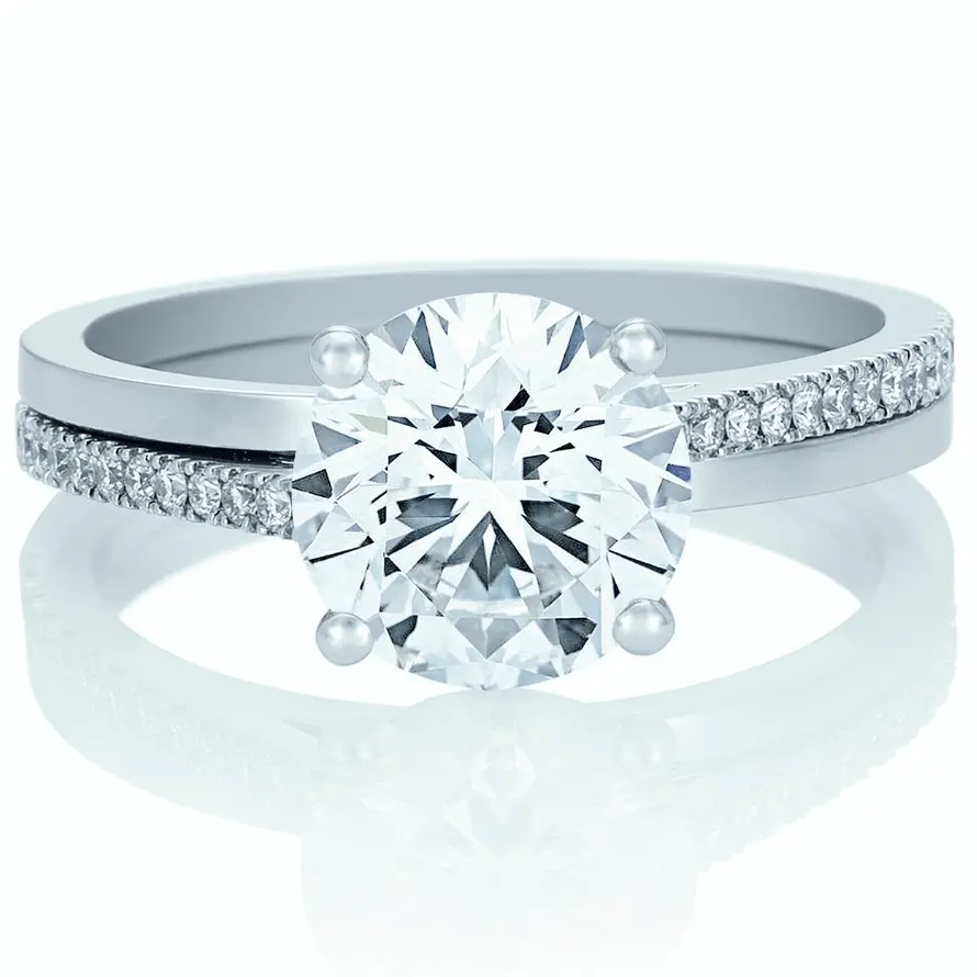 Anillo de boda de compromiso único de diamante Natural, oro blanco de 14K con Detalles