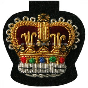 Tören üniforma büyük kedi altın el nakışı kumaş Crest dikmek-on yamalar külçe tel yama rozeti ihracat için işlemeli - Product Image 3