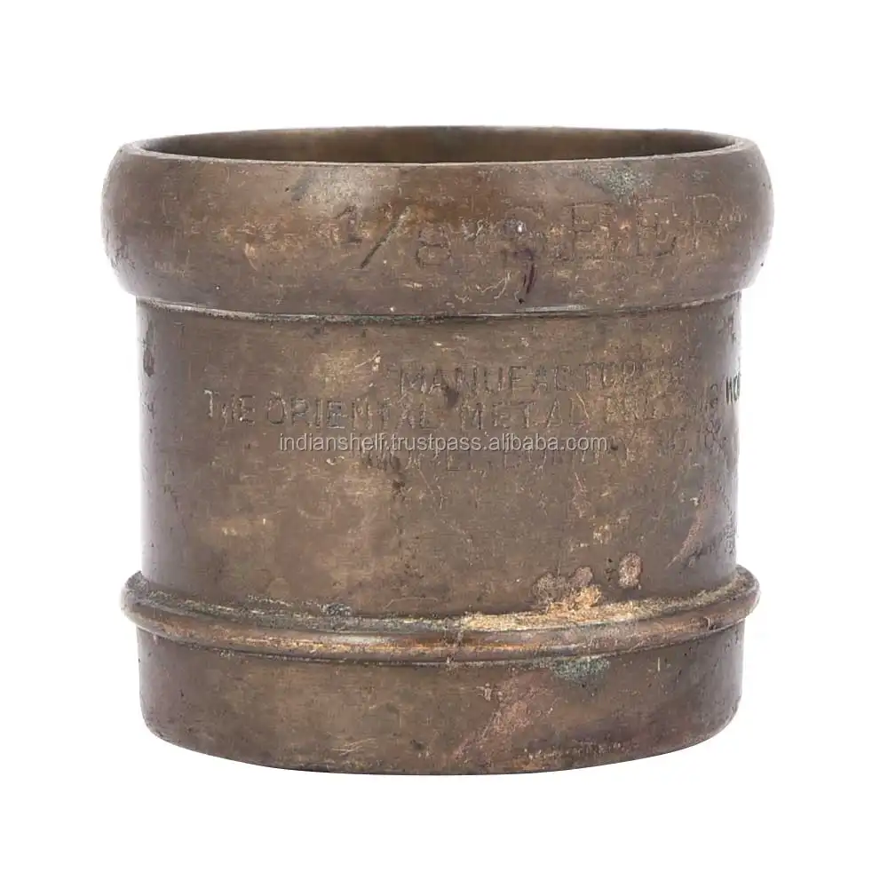 Handgemaakte Traditionele Antieke Kleur Indisch Brons Koper En Messing Britse Koloniale Maat Cup 6X6 Cm SBG-215