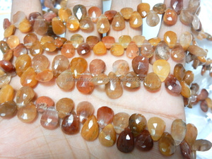 Toptan 8MM bakır rutiquartz kuvars Faceted Briolette armut damla ucuz boncuk takı yapımı için taş boncuk - Product Image 6