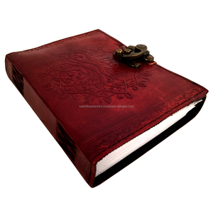 100% Couro Genuíno Jornal Escrita Notebook Antigo Handmade Marrom Escuro Limite Árvore Da Vida Em Relevo Diário Papel De Algodão Sem Forro