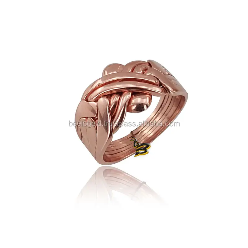 14K Solid Rose Gold Turco 6 Fascia Di Puzzle Anello di Cerimonia Nuziale