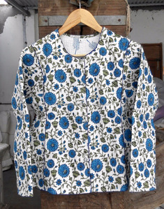 Elegant Design Hand Block Printed Quilted Jackets With Cover Button Closure &amp; Long Sleeve Nehru <strong>Coat</strong> for Winter Women Clothing