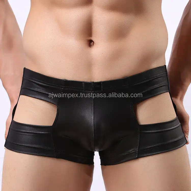 Men Sexy Tight Good Material Leather Panties Leather Shorts For Man Beach Summer Underwear Swim short