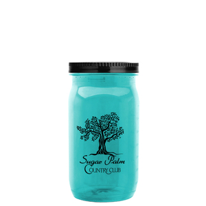 USA Made 27 oz Tritan Storage <strong>Mason</strong> Jar With Screw-On Lid - Measurements on Side of Jar and Comes with Your logo