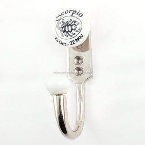 Handmade Ceramic Floral <strong>Scorpio</strong> <strong>Design</strong> Black and White Wall Hangers Hooks Reusable Utility Hat Bags Clothes Heavy Duty