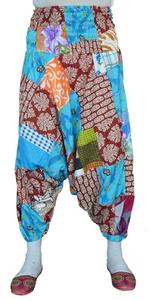 כותנה טלאי הרמון מכנסיים Boho הצועני צפצף הודי אפגני מכנסיים קאפרי Loose צבעי בטן ריקוד הרמון מכנסיים
