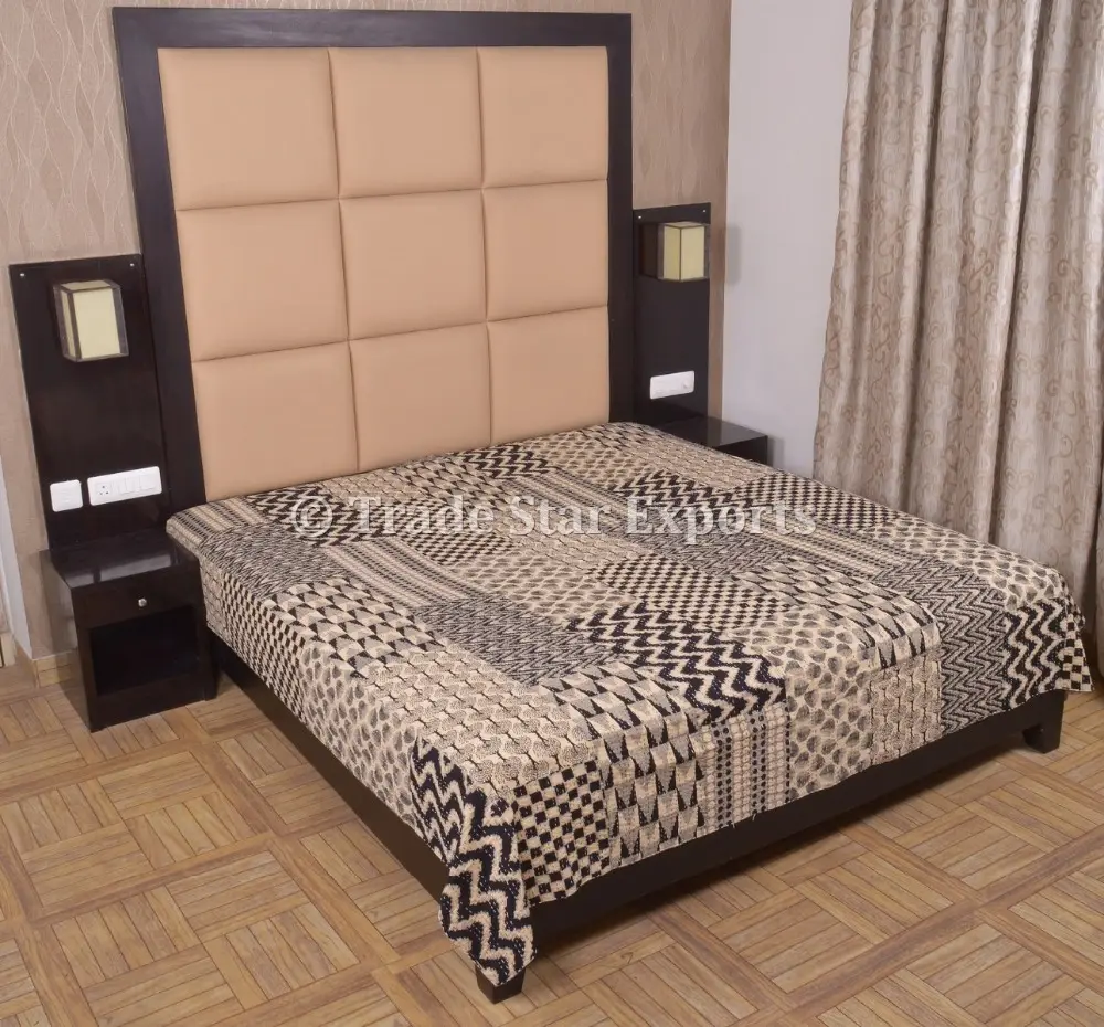 Colcha de retales indio hecha a mano Reversible, cubierta de cama decorativa, sábanas de cama acolchadas Vintage Kantha