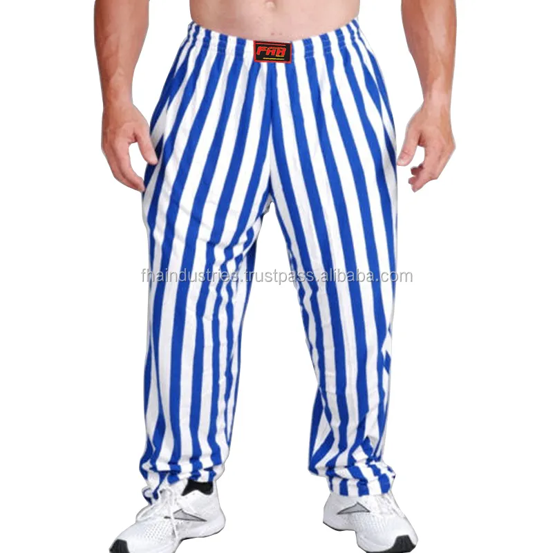 Coton rayé Baggy pantalons de gymnastique pour le Bodybuilding d'entraînement Vêtements de Nuit Couchage Pantalon Chemises