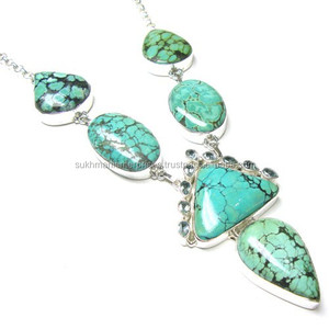 Latest Tibet <strong>Turquoise</strong> 925 Silver Gemstone Necklace, Wholesale Jewelry, Silver Jewelry for Women - Product Image 1