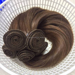 100% Double Drawn Human Hair Extension <strong>Hand</strong> <strong>Tied</strong> Virgin Vietnamese <strong>Remy</strong> Hair Weft