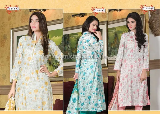 Halaman Rumput Katun Pakistan/Harga Setelan Rumput Pakistan/Lawn Salwar Kameez