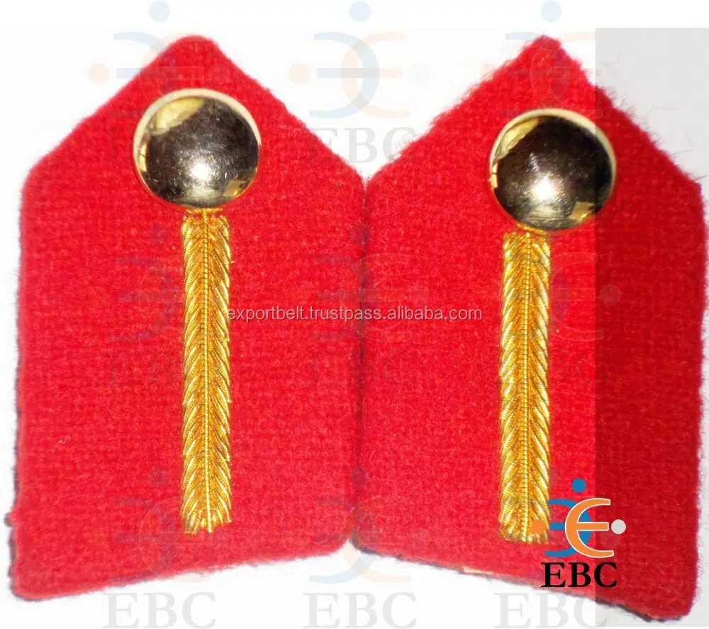 OEM oro su tessuto rosso toppe Gorget Colonel Brigadier articoli uniformi cerimoniali dalla cintura di esportazione Corp.
