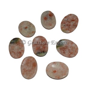 Doğal siyah turuncu taş güneş taş güzel Oval Cabochons ile ısıl işlem akik ve turmalin malzeme - Product Image 1