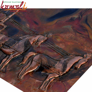 Antika bakır repousse Arjun rath metal duvar dekoru tanrı Krishna heykel heykeli - Product Image 6